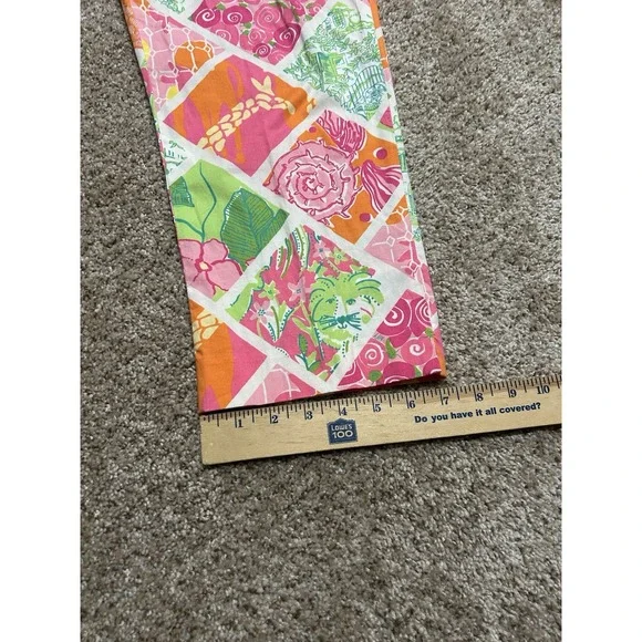 Lilly Pulitzer Chino Pants Womens 10 Pink Green Floral Patch Work - Picture 8 of 8